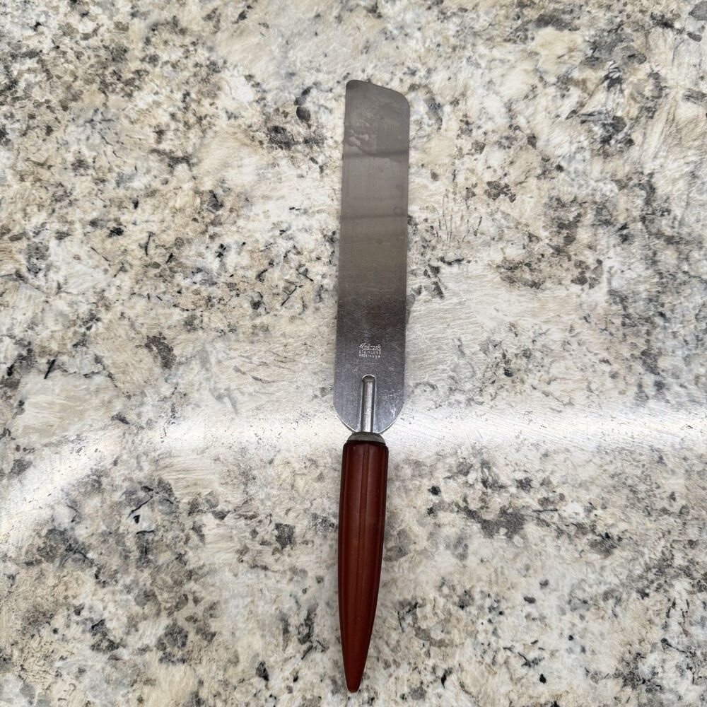 Vintage Androck Stainless Spatula Spreader Bakelite Red Bullet Handle USA